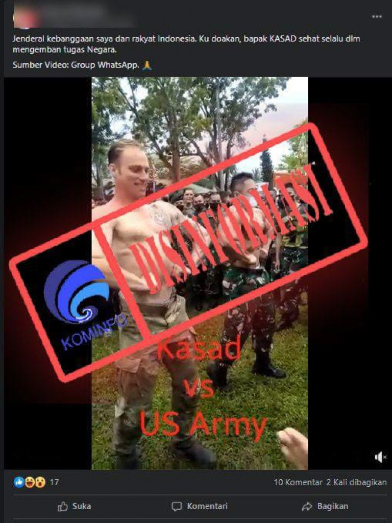 [DISINFORMASI] KSAD Jenderal Andika Adu Otot dengan Tentara Amerika